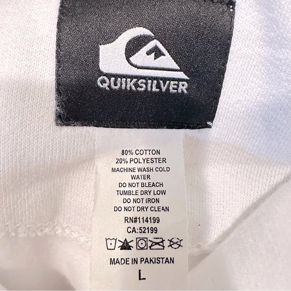 New Quicksilver White Hoodie with Blue Logos Size Large - Picture 5 of 5